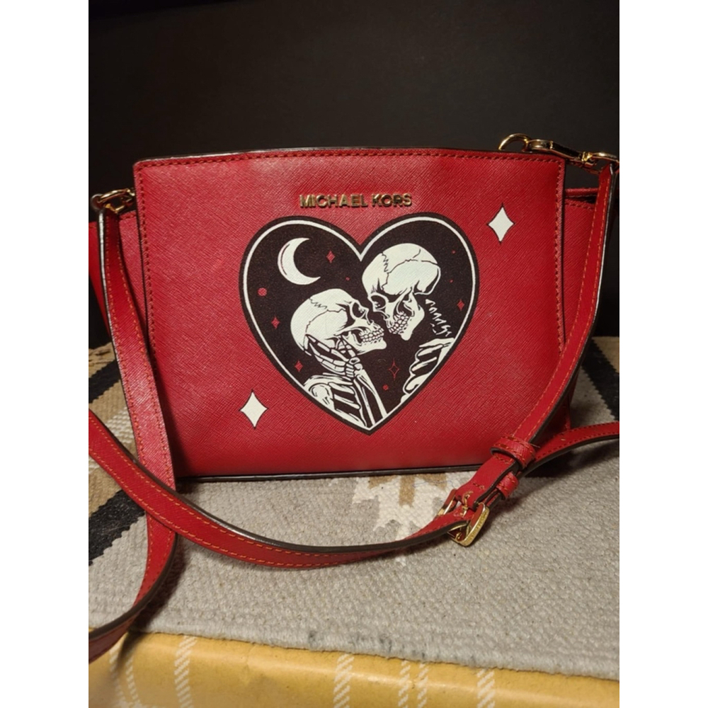 Women's Michael Kors Hand Painted Red Crossbody Bag Small Upcycled